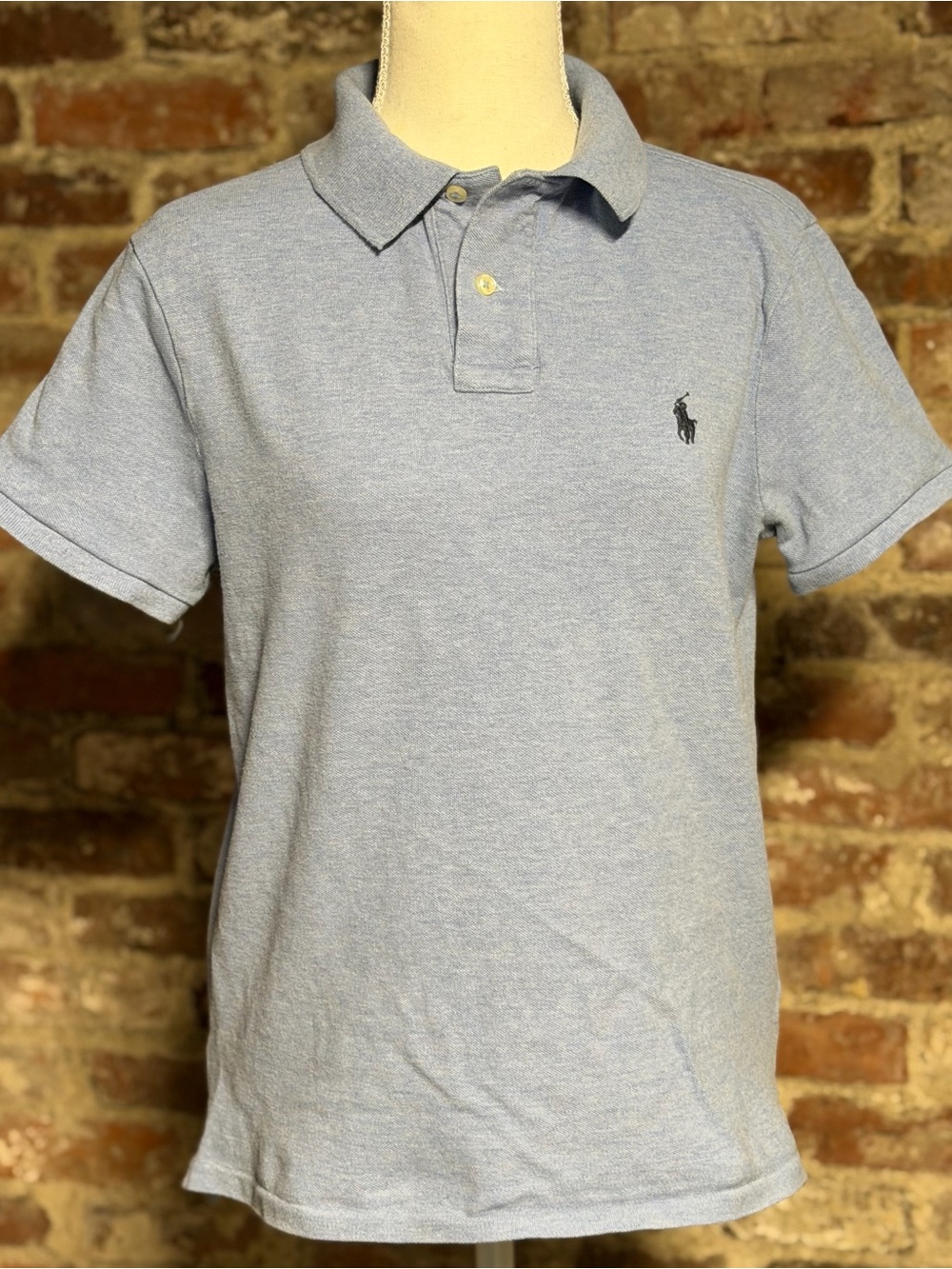 Polo Ralph Lauren Shirt Men M Blue Custom Slim Fit Cotton Mesh Short Sleeve